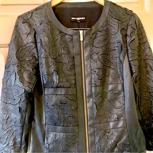 Karl Lagerfeld Soft Leather Laser-cut Jacket Size Medium